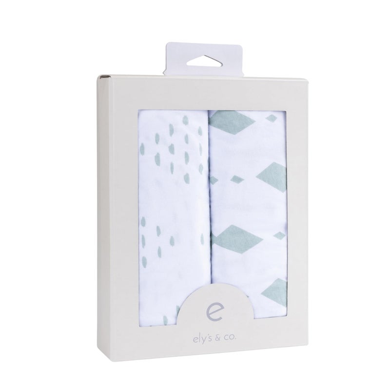 Ely's & Co. Changing Pad Cover - Cradle Sheets Fits Baby Mattress Sheet 36" X 18 - Unisex Grey Sage Diamond - 2 Pack Set - Image 4